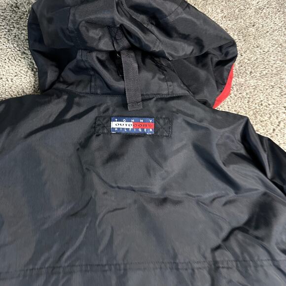 VINTAGE 90s Tommy Hilfiger Outdoors Rain Jacket Mens L Black Utility Expedition - Picture 8 of 9